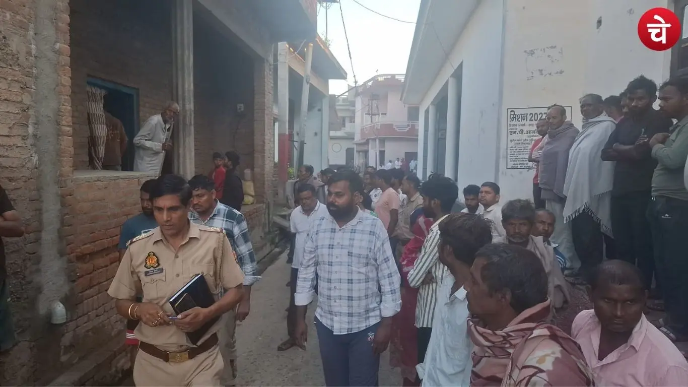 A police team investigating the suspicious death of a young woman in Lakhanaur village, Saharanpur.